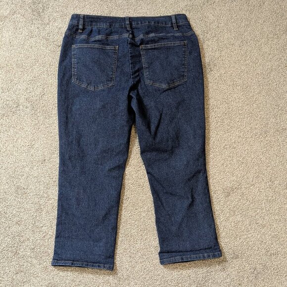 WOMAN WITHIN Blue Stretch Denim Mid-Rise Cropped Jeans; Size 12W Petite - Picture 2 of 4